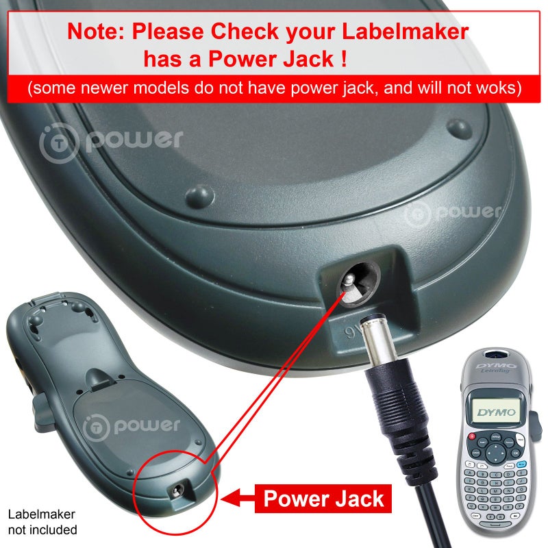 T POWER محول تي باور 9 فولت تيار متردد مستمر لطابعة دايمو ليترا تاج بلس M-160 LT-100H LT-100T DYMO LabelManager L LM-500TS LM210 LM-500TS LabelMANAGER, LabelPOINT, RhinoPro, سلسلة ليترا تاج بلس شاحن طاقة - Image 3